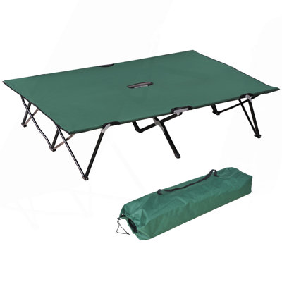 2 Person Folding Camping Cot for Adults, 50" Extra Wide Outdoor Portable Sleeping Cot with Carry Bag, Elevated Camping Bed, Beach Hiking, Green