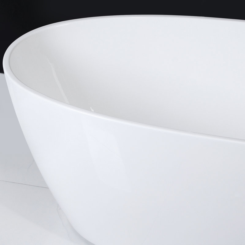 FerdY Tahiti 59" x 31" Freestanding Soaking Acrylic Bathtub,Brushed Nickel Drain