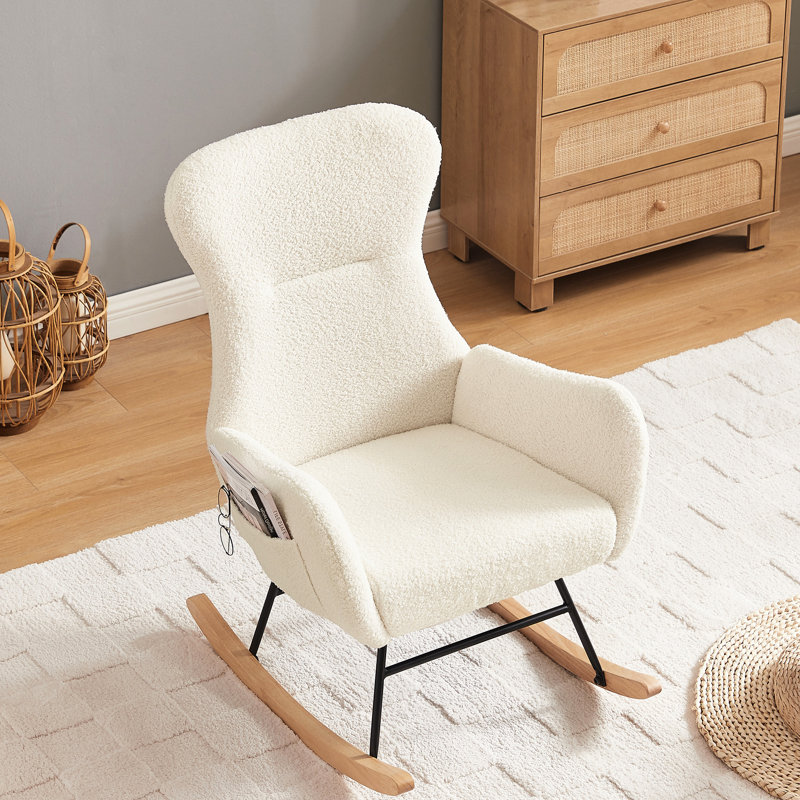 Chaise berçante en tissu rembourré de mousse avec structure en métal robuste