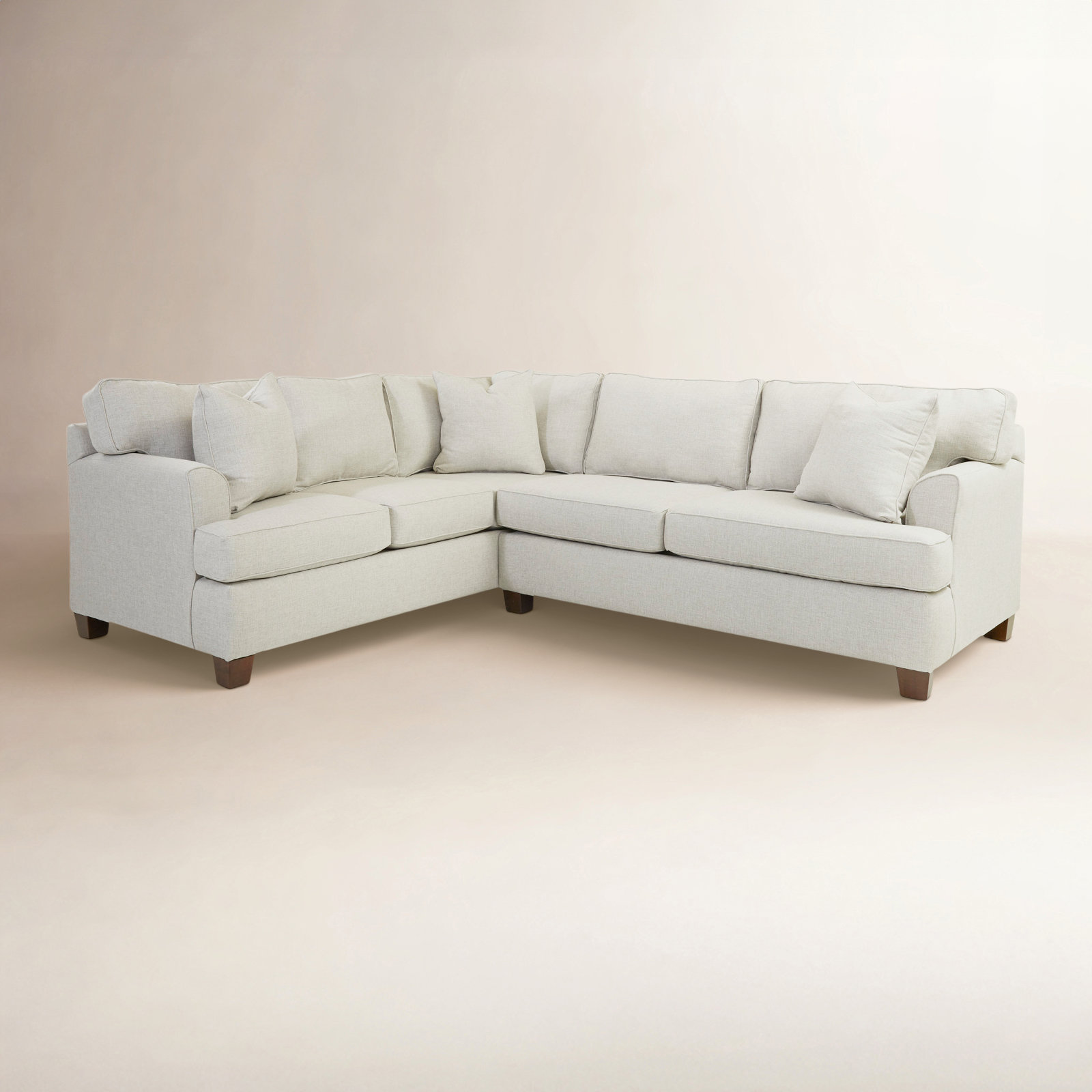 Conradina Upholstered L-Sectional, Drusky Ivory Sustain® Basketweave, Left Hand Facing