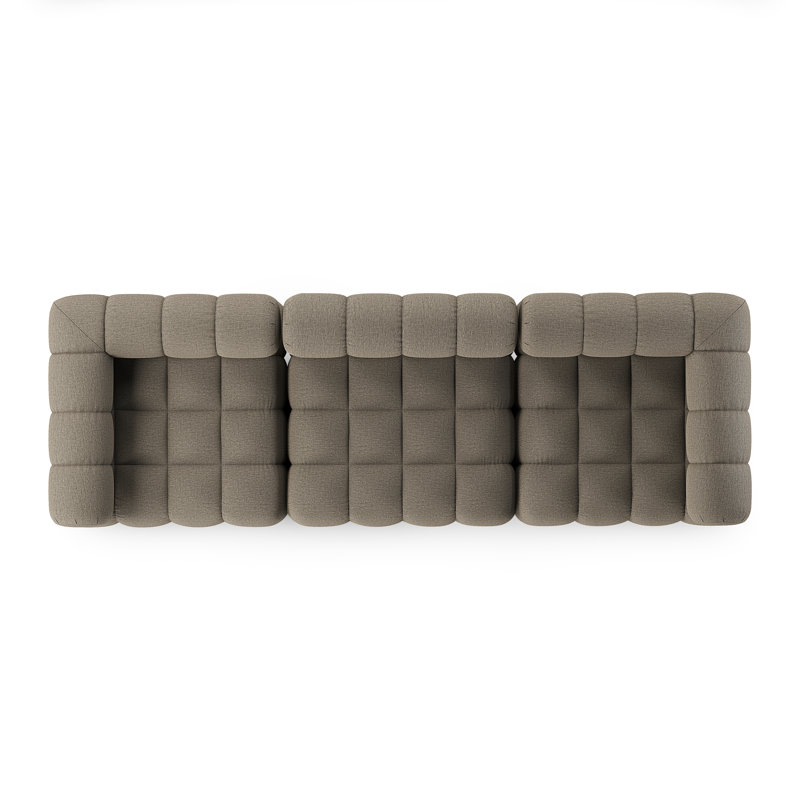 Roma Outdoor 3Pc Sectional W/ Ottoman-Hayes Cream, Alessi Fawn Cushion/Natural Teak Frame, Left Hand Facing