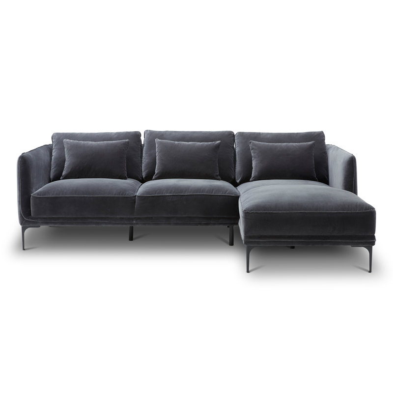 Canapé modulaire à 2 pièces Rae, Velours gris velours, Orienté à droite