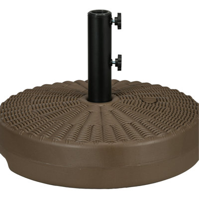 Pied de parasol robuste pour extérieur - 29 kg, lestable, mât de 3,8 cm et 5 cm, couleur marron