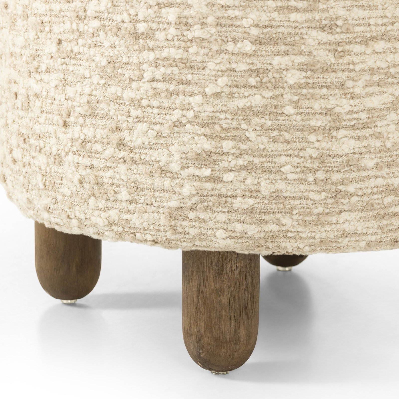 Risco 23" Ottoman, Oat Textured Bouclé, Natural Oak