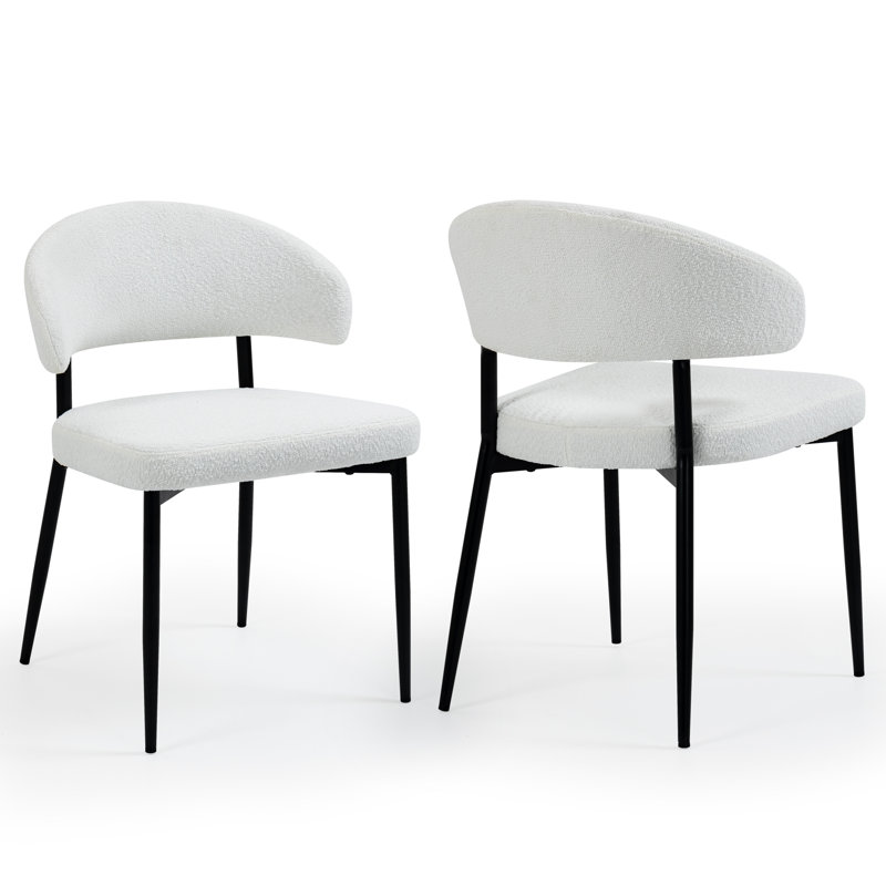 Ardeley Boucle Upholstered Back Side Chair, White