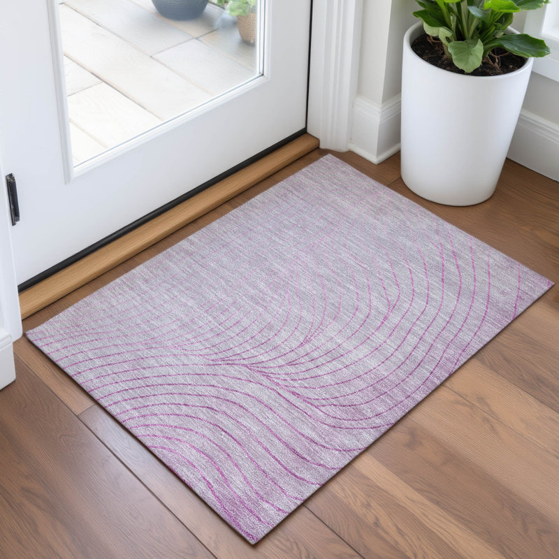 Machine Washable Indoor/Outdoor Xhevrie Blush Rug, Rectangle 1'8" x 2'6"