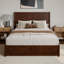 Lit plateforme en bois avec pied de lit et tiroirs de rangement Ronan-477809-477819