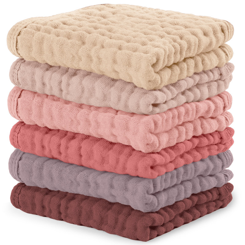 Comfy Cubs Muslin Baby Washcloths - Soft 6-Layer Cotton Wash Cloths for Sensitive Skin - 10"x10" Large, Gentle, Absorbent Infant Essentials