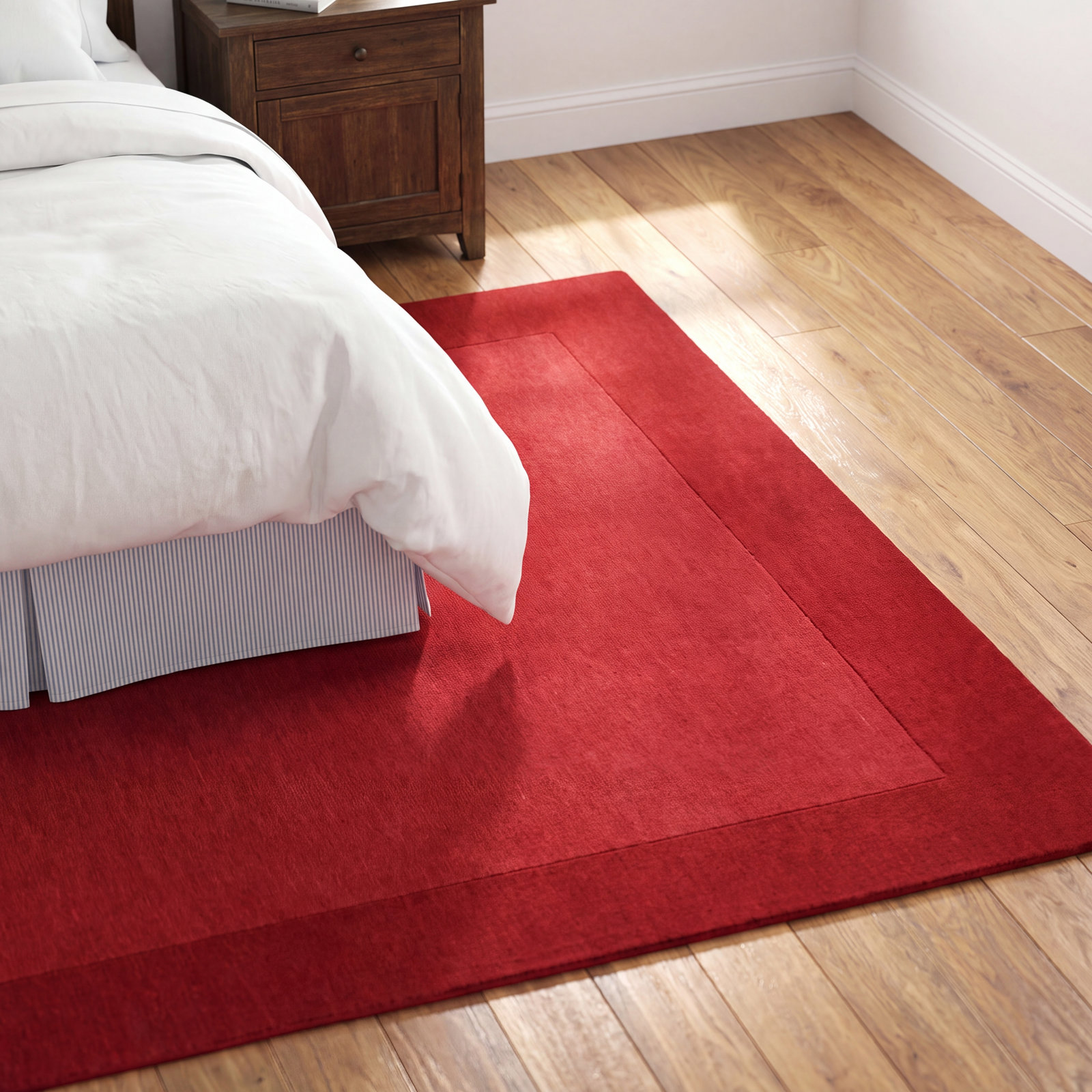 Dolma Red Scarlet Hand-Loomed Wool Rug, Rectangle 2' x 3'