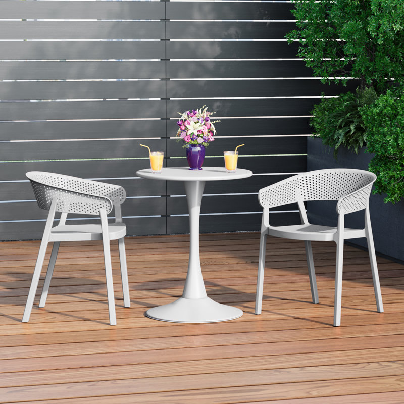 Ensemble repas extérieur 2 personnes, Gris, H 28,5 po x l 23,5 po x P 23,5 po, 2