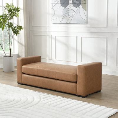 Repose-pieds en similicuir brun élégant et durable