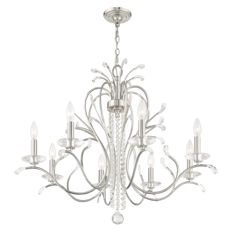 Everlea Candle Chandelier, Brushed Nickel, 8