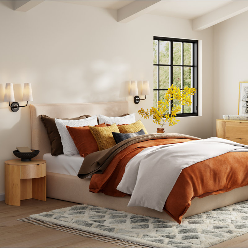 Neil Cotton Sateen Duvet Cover, Terracotta, King Duvet Cover + 2 Pillowcases