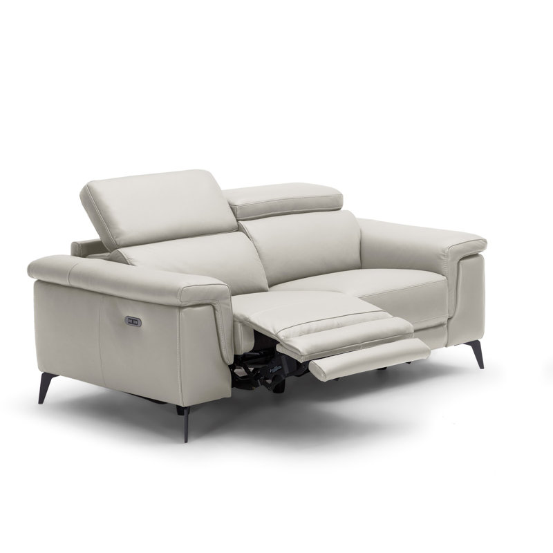 Canapé inclinable en cuir véritable Philippa, Gris fumée, H 39 po x l 84 po x P 40 po