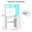 Bureau d'ordinateur à 4 tiroirs avec tablettes et éclairage à DEL, bureau à domicile avec station de charge-1598021861