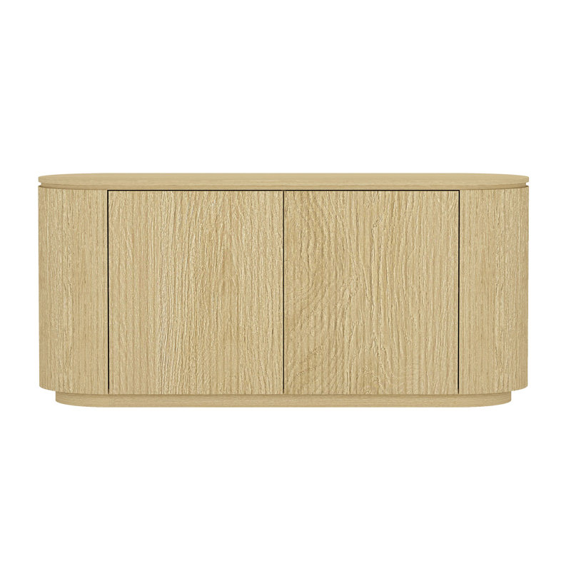 Olivia 60" Modern Sideboard with 4 Adjustable Shelves in Natural Oak