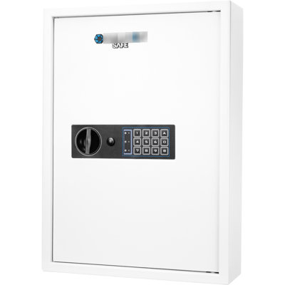 100 Wall Safe - White, To Tampering With Steel Build 100 Keys Secure Cabinet Digital Keypad Alert System