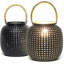 Lantern Porcelain Table Lamp- Dark Ceramic Light with Asian Inspired Cutouts-2125958741