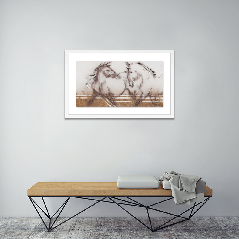 Two Horses Print by Donna Bernstein, White, 24" H x 40" W x 2.5" D
