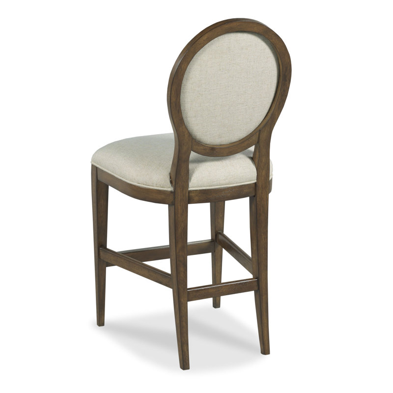 Ovale Upholstered Stool with Solid Wood Frame, Tobacco, Bar Stool (31” Seat Height)