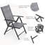 Ensemble repas d'extérieur 3 pièces avec chaises inclinables portatives Alyah, gris-90562230