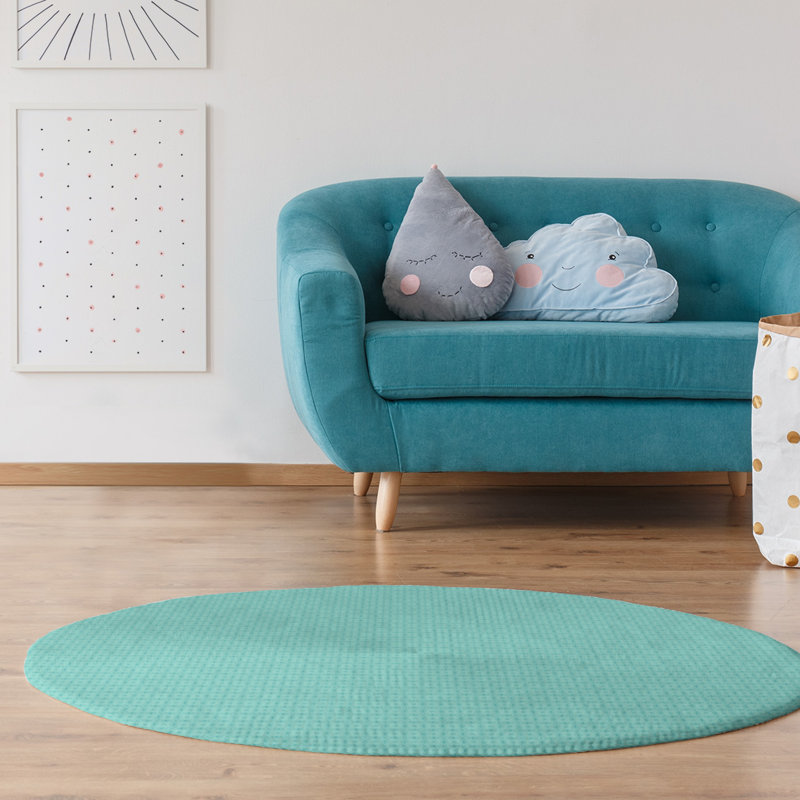 Tapis de zone bleu napperon monochrome, Rond 5 pi