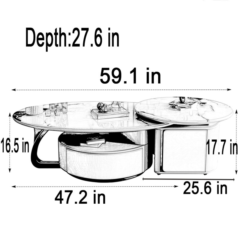 Table basse Luxury, Noir / blanc