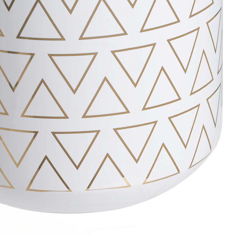 D5.9X7.9 "Vase rond blanc / or