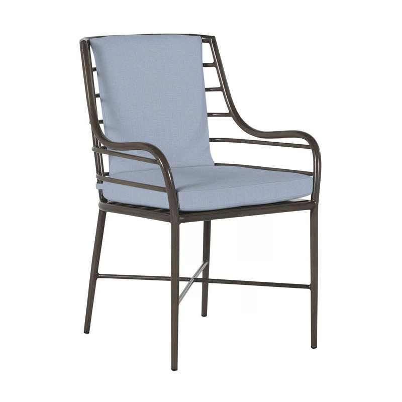 Carmel Patio Dining Armchair with Cushions, No Welt, Arbor Chambray