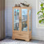 Vitrine lumineuse en verre avec tablettes réglables - 2 portes, 1 tiroir, lumières DEL, finition chêne clair élégant