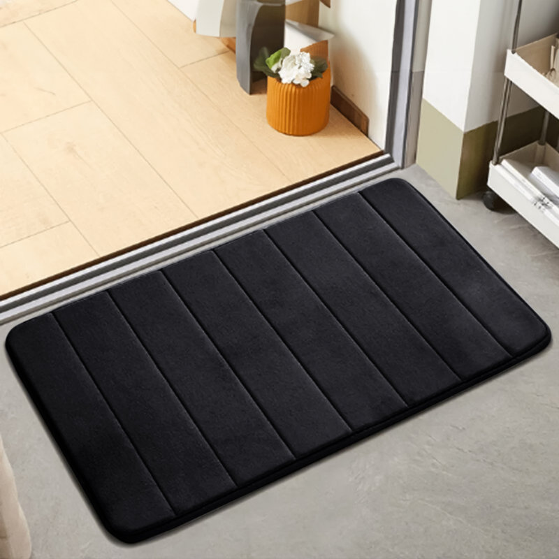 Nakiyha Rectangle Non-Slip Bath Mat, 50cmW x 80cmL, Black