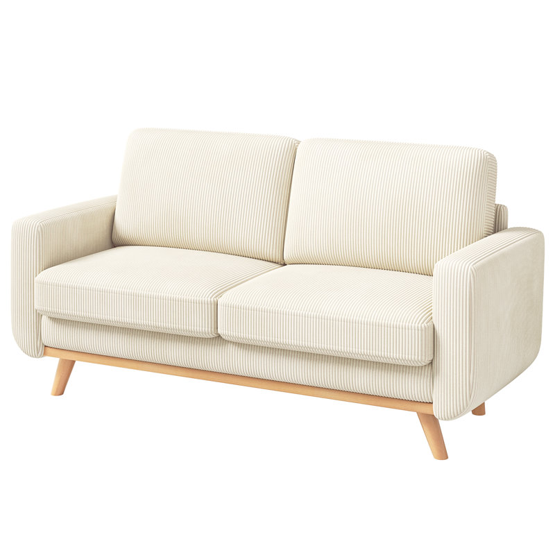 Parklawn 2 Seater Corduroy Sofa, Beige, Oak