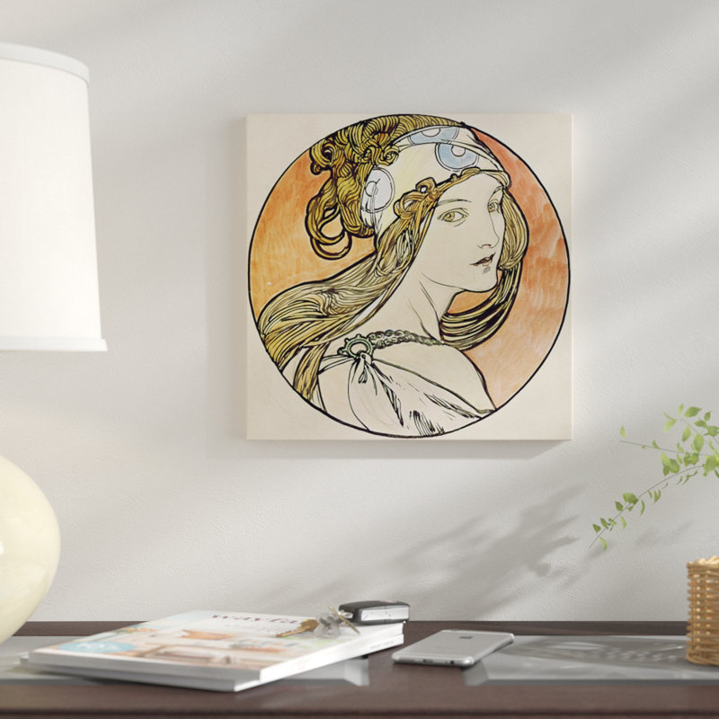 «Woman with a Headscarf», impression sur toile, H 18 po x l 18 po x P 1,5 po, Toile avec cadre noir, Pas de tapis