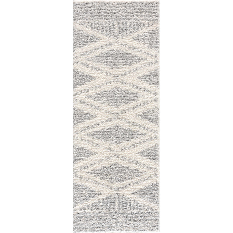 Gala Southwestern Shaggy Plush Grey/Beige/Cream Area Rug