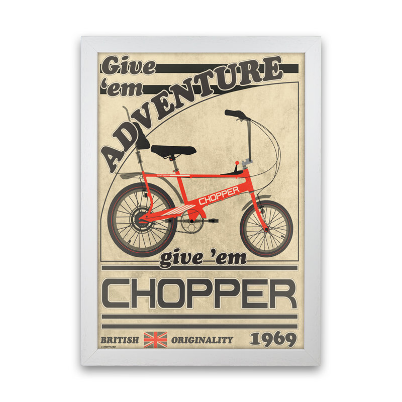 Chopper - Print, 84cm H x 60cm W x 3cm D, White Framed