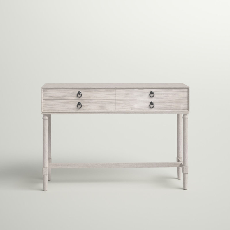 Aliyah Greige Wood and Metal 4-Drawer Console Table with Storage