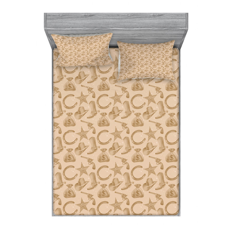 Western Microfiber Sheet Set, Queen Sheet Set + Fitted Sheet + 2 Pillowcases