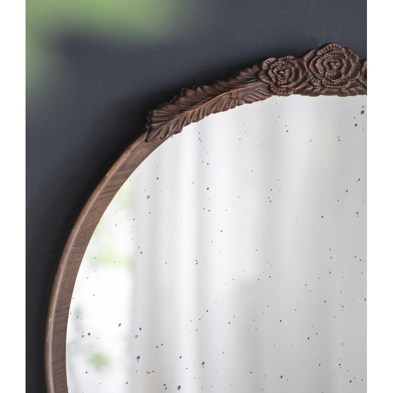 Miroir rond manufacturé, Brun