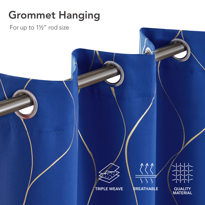 Valmar Blackout Curtain Pair, Royal Blue, Width 132 x Drop 160cm