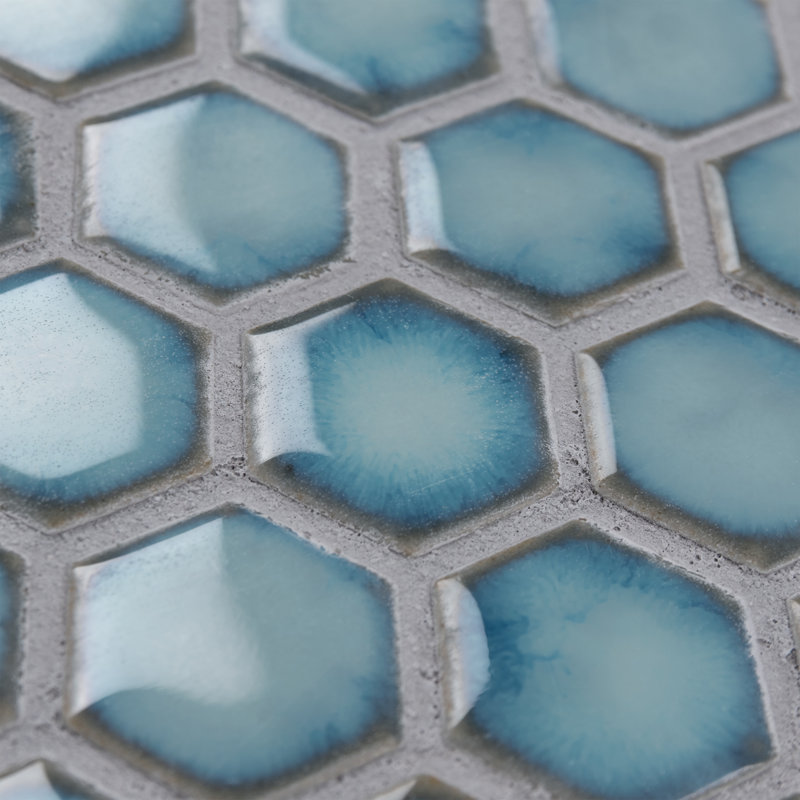 Hudson 1" Hex 11-7/8 " x 13-1/4 " Porcelain Mosaic Floor and Wall Tile, Marine
