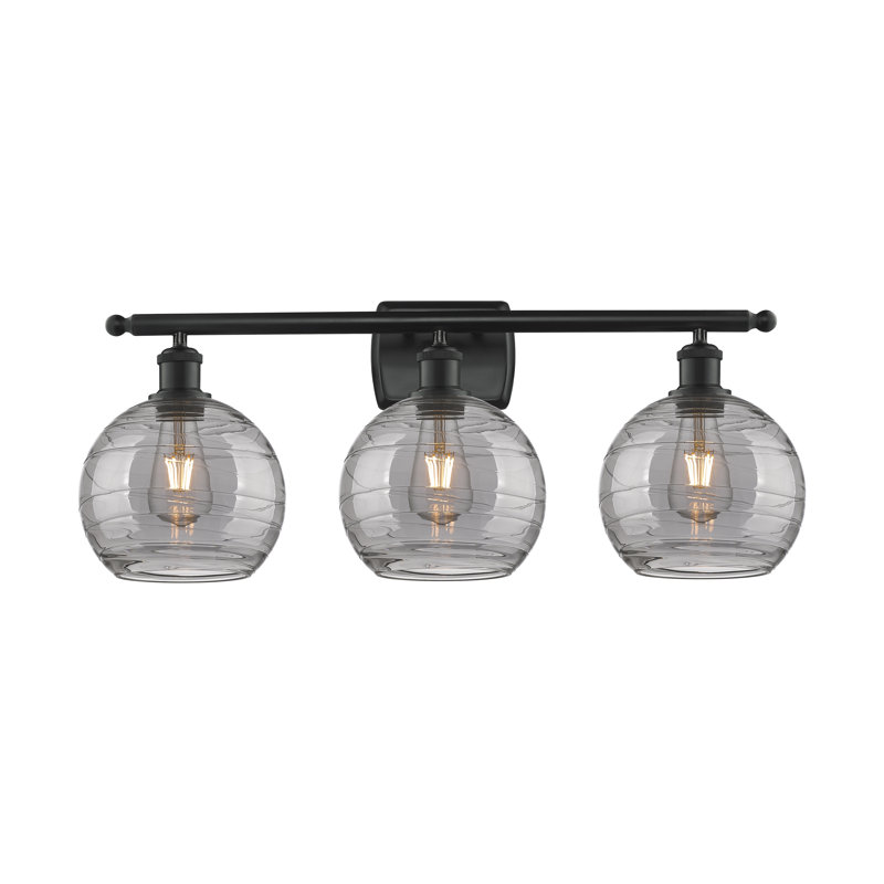 Éclairage de salle de bain à intensité variable 3 lumières Halvorson, Noir mat, Ampoule non incluse, Noir