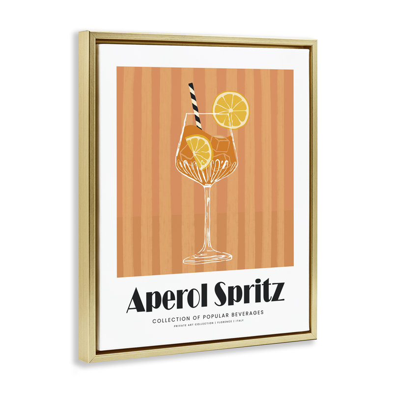 Art mural classique sur toile flottante classique Aperol Spirz, par lettré et doublé, H 31 po x l 25 po