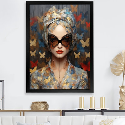 Gold Butterfly Woman Fashion Portrait Elegance III - Fashion Photography Wall Art