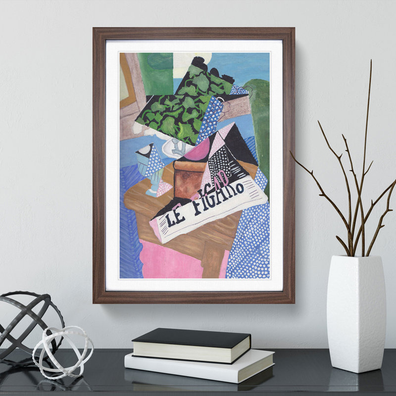 Le Figaro by Juan Gris - Picture Frame Painting, 36cm H x 27cm W x 2cm D, Walnut Framed