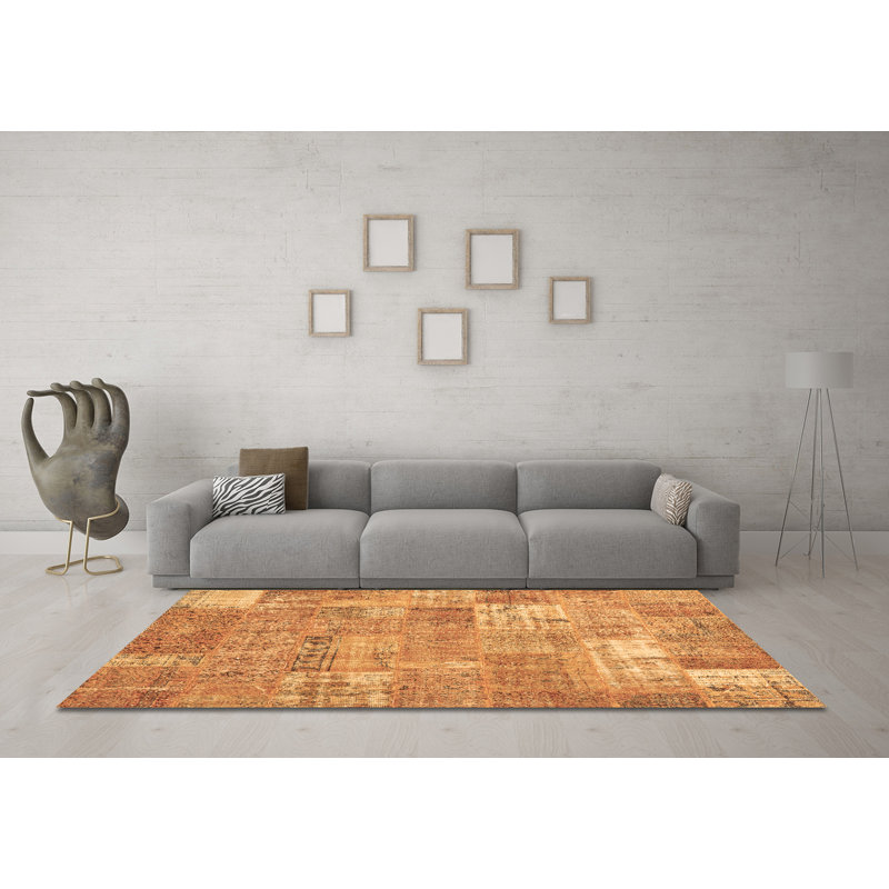 Tapis contemporains brun lavable à la machine 2637, Carré 5 pi