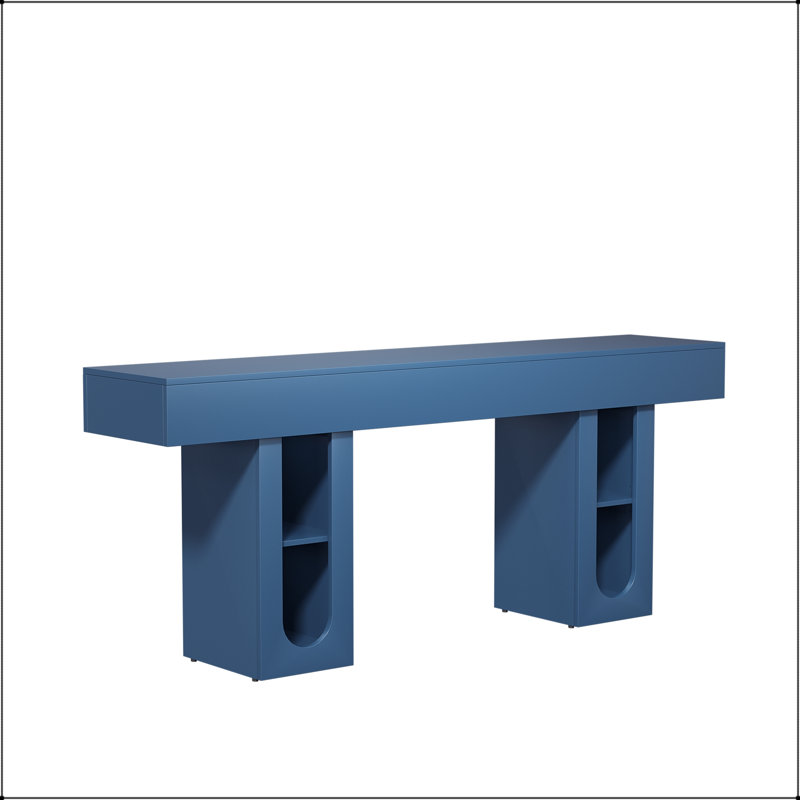 Console avec prise et tablettes réglables, 63" L, Bleu