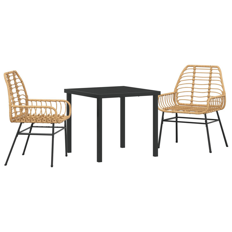 Square 3 - Piece 2 - Person 80Cm L Outdoor Dining Set, Natural