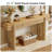 55 Inch Solid Wood Entryway Console Table With Grooves Detail