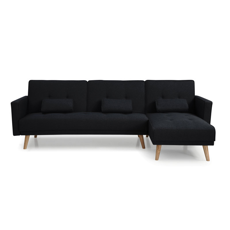 Maxime Upholstered L-Shaped Sectional Reversible, Black