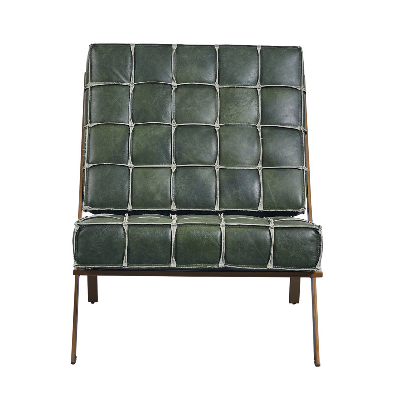 Chaise de loisirs en cuir fleur 25,4 po de largeur Clayton, Vert matcha